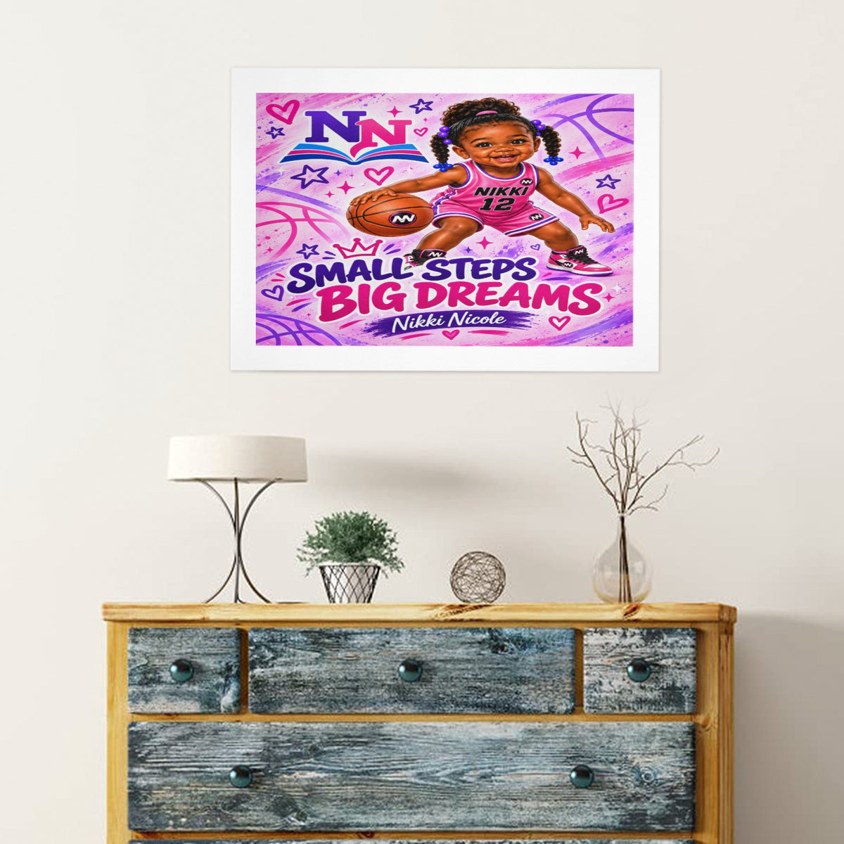 Nikki Nicole Small Steps Big Dreams Basketball Art Print